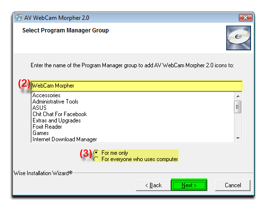 Click Next on select program manager group